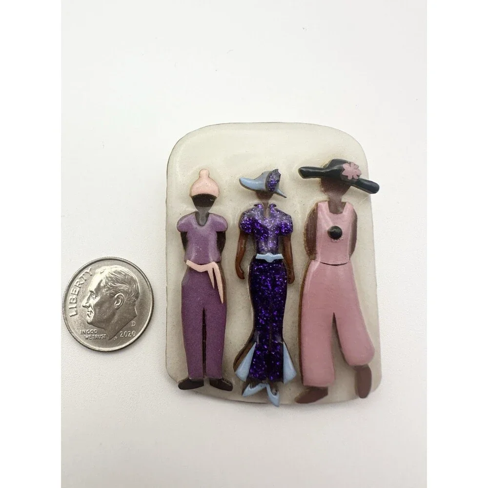 Woman Pins by Lucinda Brooch Pin 3 Women All Dressed Up